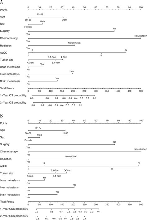 Nomogram Predicting And Year Os A And Css B Of Patients With