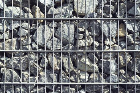 Wire Gabion Rock Fence Stone Wall Texture Rocks Behind Metal Grid