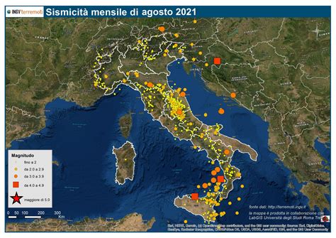 Le mappe mensili della sismicità ad agosto 1307 scosse 42 terremoti