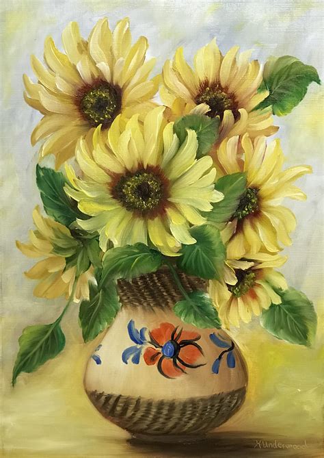 Sunshine Sunflowers Oil Painting ~ Karen Underwood