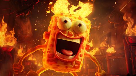 Fire SpongeBob Wallpaper, Free, 4k