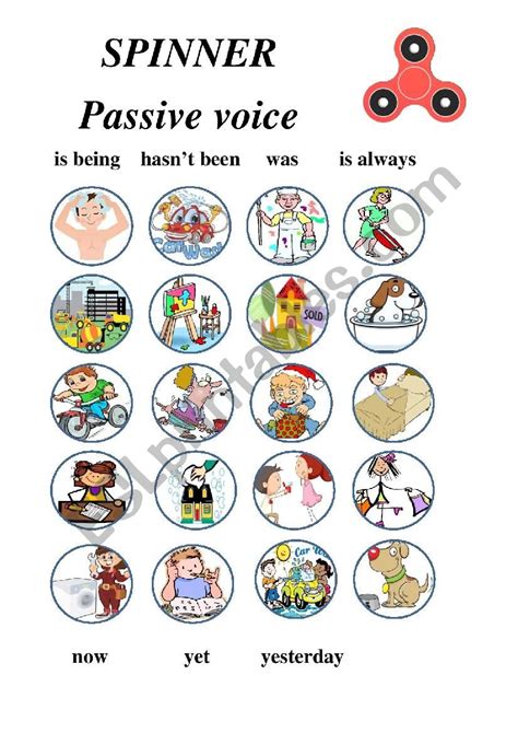 Spinner Passive Voice Game Esl Worksheet By Dobrawaa