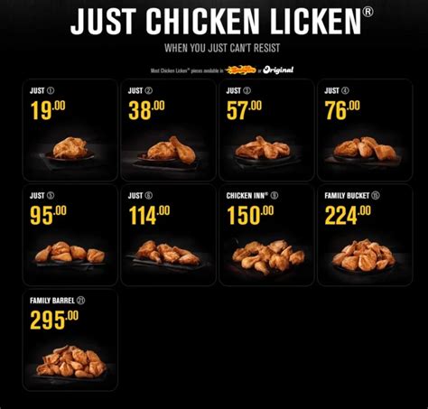 Hot Selling Items At Chicken Licken South Africa Menu Za