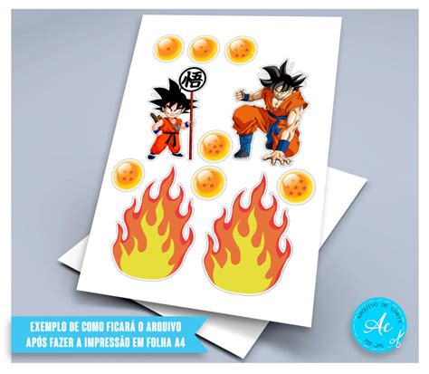 Topo De Bolo Dragon Ball Z Goku 1 Arquivo De Corte