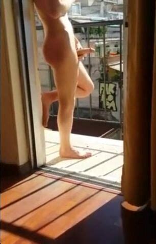 Naked Man Masturbating Outdoors On Balcony FAPCAT