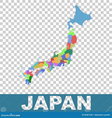 Japan Administrative Map Of Regions Cartoon Vector Cartoondealer The