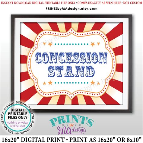 Carnival Party Concession Stand Sign Concessions Carnival - Etsy