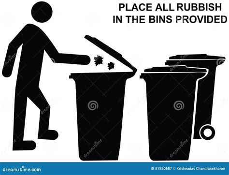 Rubbish Bin Sign On Black Background Drawing By Illustration Cartoon Vector | CartoonDealer.com ...