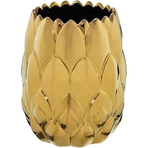 Vaso Decorativo Alcachofra Gold em Cerâmica 22cm Mabruk Vasos para