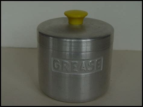 Retro Vintage Pc Aluminum Kitchen Grease Jar Container By Stait