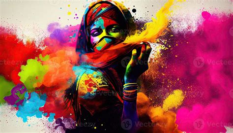 Holi Celebration Illustration Holiday Festive Colorful Paint And