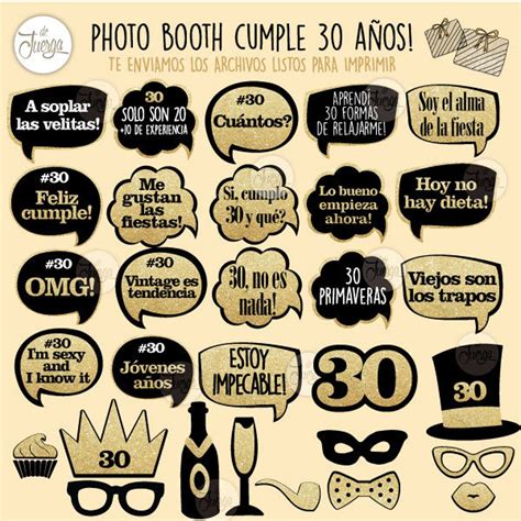 30 años Photo Booth Props Imprimible Cumple 30 años pdf printable