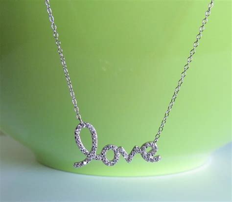 Script Letter Love Necklace Rhodium Over 925 Sterling Silver On 162