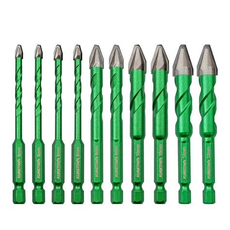 KURSTOL Masonry Drill Bit Set - 10pcs 3/16"-1/2" Skewed Head Eccentric