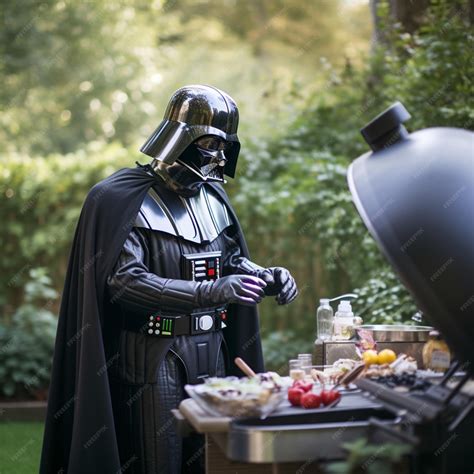 Premium AI Image | Darth vader is cooking burgers on the barbecue Ai