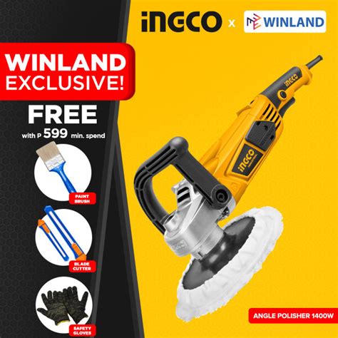 INGCO By Winland Industrial Angle Polisher Buffing Machine 180MM