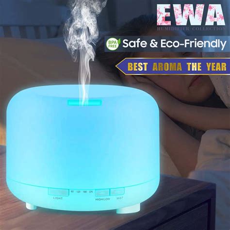 Ewa 500ml 7 Led Color Aromatherapy Essential Oil Diffuser Ultrasonic