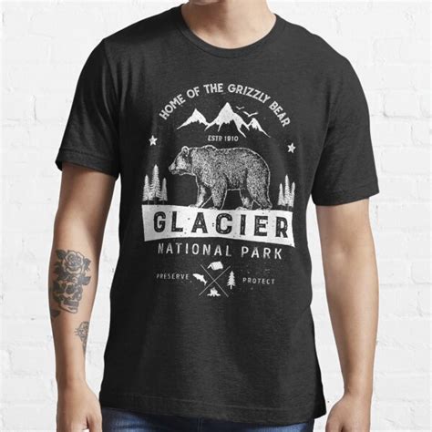 Glacier National Park T Shirt Vintage Montana Bear Men Women T Shirt For Sale By Liquets