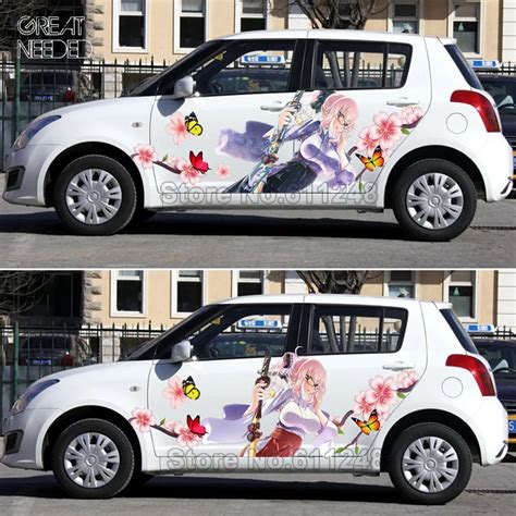 Tailor Made Car Door Stickers Japanese Anime Beautiful Sexy Swordsman Ninja Vinyl Sport Sticker ...