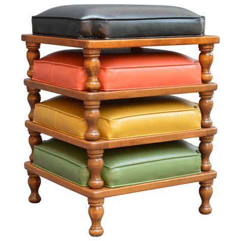 Set Of Midcentury Stacking Ottomans At 1stdibs Stackable Footstools