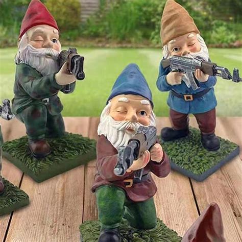 Hunting Military Gnome With Gun Garden Decor Statues Army Etsy Denmark