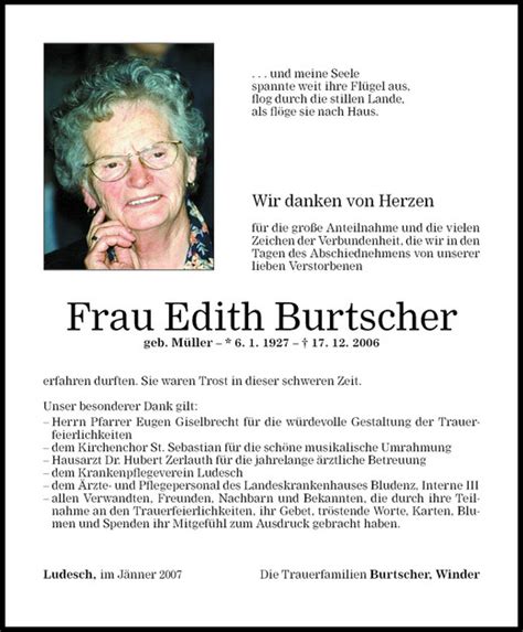 Todesanzeigen Von Edith Burtscher Todesanzeigen Vorarlberger Nachrichten