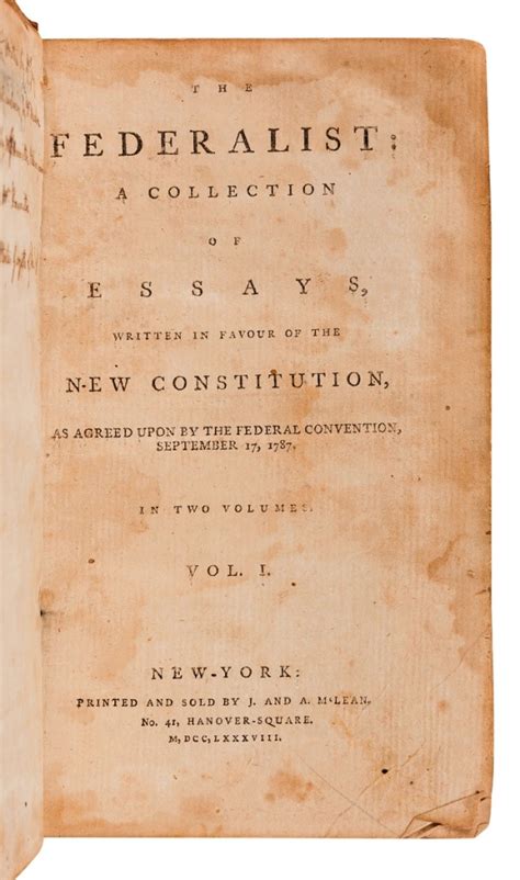 First Edition ‘federalist Papers Soars At Hindmans Record Setting