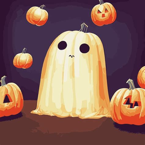 Premium Photo Cute Halloween Ghost Illustration Cartoon Ghost Halloween