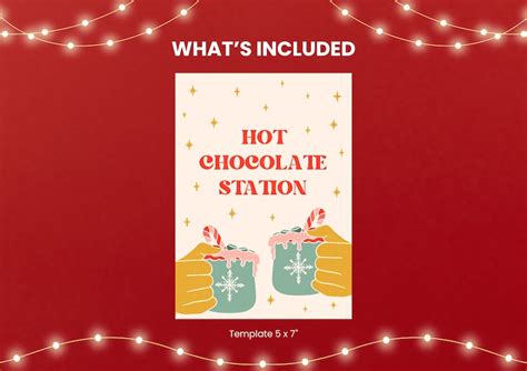 Printable Hot Chocolate Station Sign Christmas Party Decor Hot Coco Bar Cute Digital