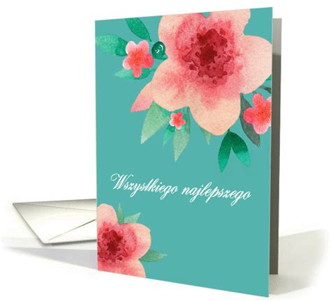 Happy Birthday in Polish, Bright Flowers card (1377936)