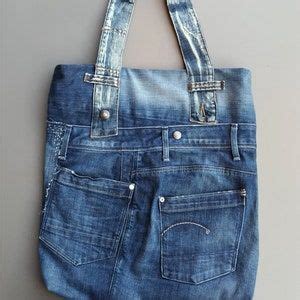 Denim Patchwork Bag Xl Shopping Big Boro Shopper Market Bag Repurposed