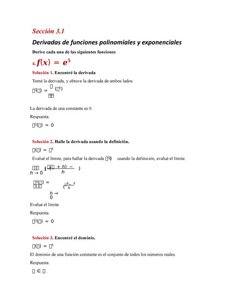 Calculo Diferencial Tarea Copia Pdf Secci N Derivadas De