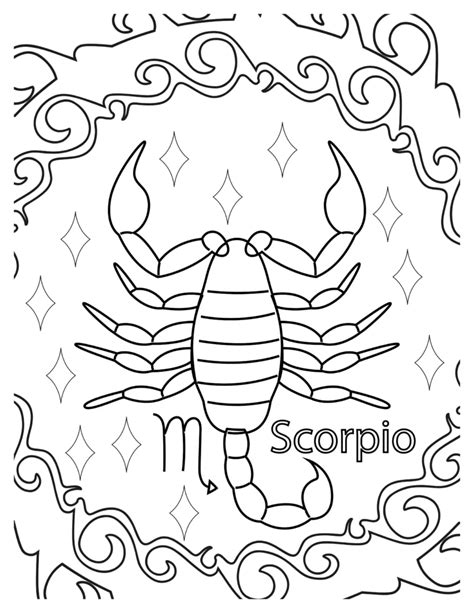 Scorpio Coloring Pages Free Printable Designs For Kids And Adults