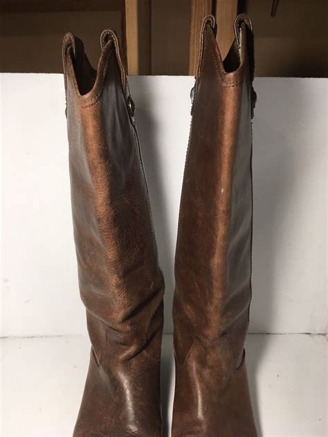 Frye Melissa Button Tall Brown Leather Riding Boots W Gem