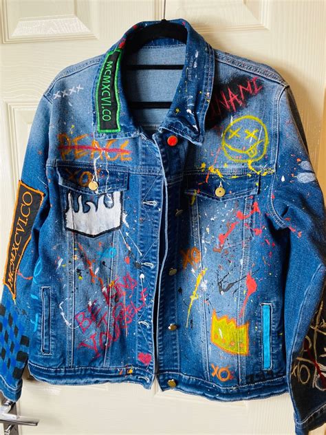 Graffiti Denim Jacketcustommade Jean Jacketstreet Wear Etsy Diy