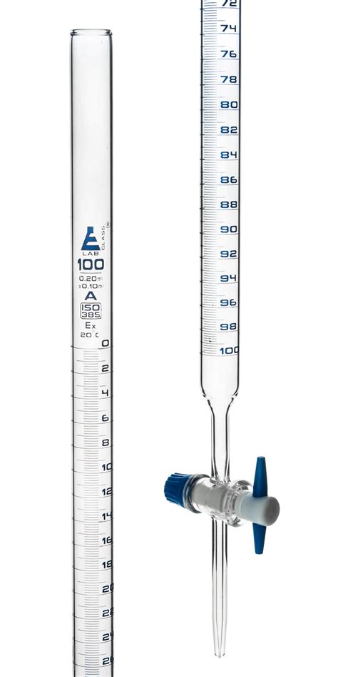 Borosilicate Glass Astm Graduated Burette With Ptfe Stopcock 100 Ml — Eisco Industrial