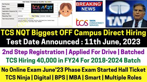 Tcs Nqt Biggest Off Campus Direct Hiring Started Batch Test