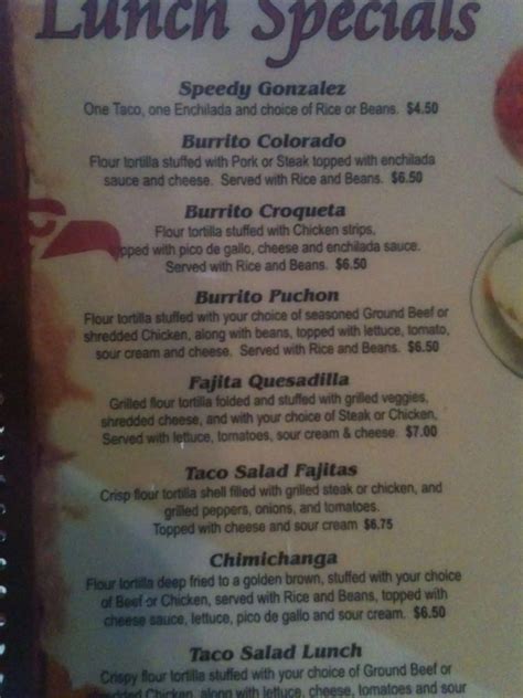 Menu at Carisilos restaurant, Collinsville