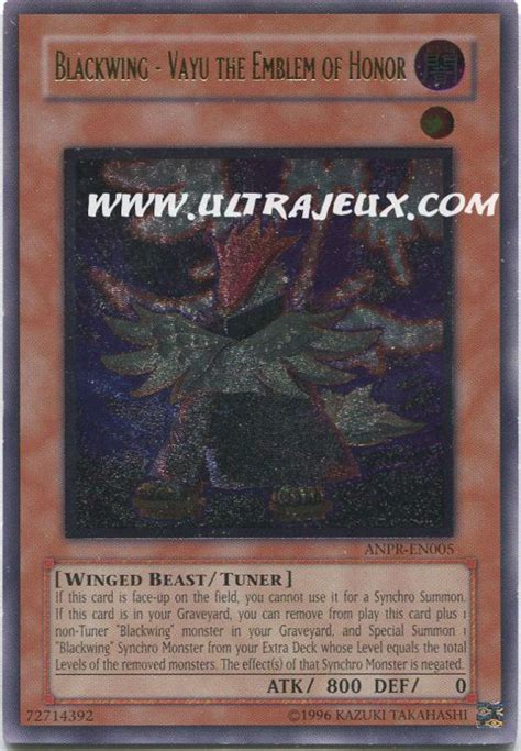 Blackwing Vayu The Emblem Of Honor Anpr En Ul Carte Yu Gi Oh