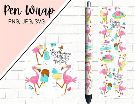 Flamingo Pen Wraps Flamingo Pen Wrap Glitter Pen Wraps - Etsy