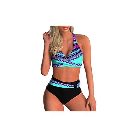 Yutdeng Costume Da Bagno Donna Push Up Bikini Due Pezzi Stampa Swimwear