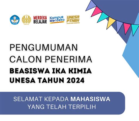 Pengumuman Penerimaan Beasiswa Ika Kimia Unesa Tahun