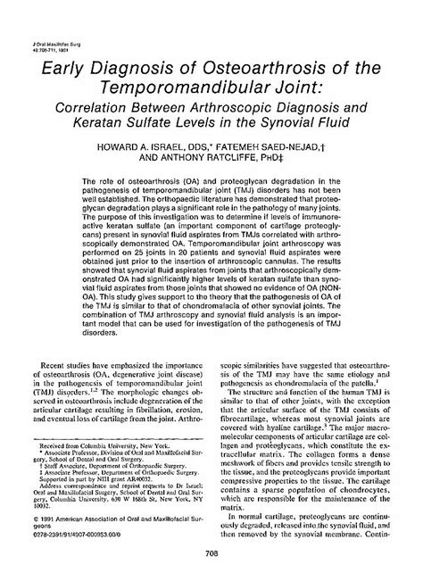 (PDF) Early diagnosis of osteoarthrosis of the temporomandibular joint ...