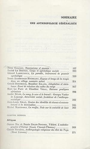 Cahiers Internationaux De Sociologie Volume LXXIII 1982 Une