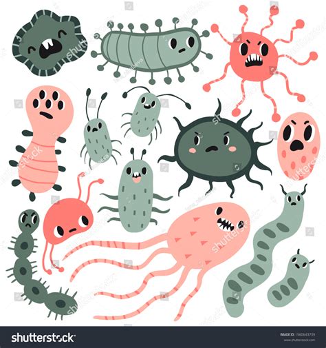 Cute Microbe Characters Collection Set Kawaii