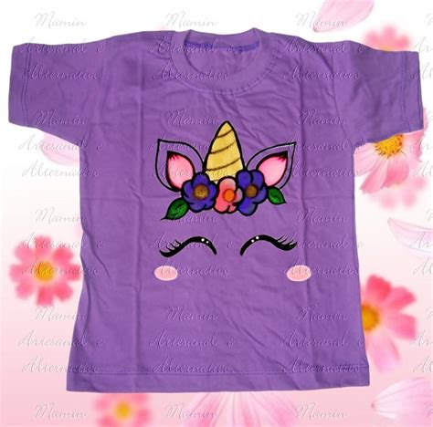 Camiseta divertida Unicórnio roxo no Elo7 Mamin Artesanal e