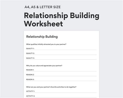 Relationship Building Worksheet for Couples - PDF Printable - DIGITAL
