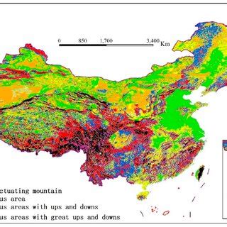 The landforms distribution of China (dataset courtesy by the Data ...