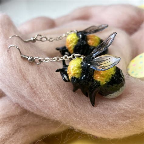 Bumblebee Dangle Earrings Insect Bee Jewelry Handmade Etsy