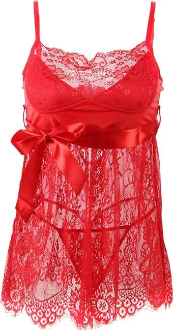 Ohyeah Women Plus Size Lingerie Lace Babydoll Sleepwear Plus Size V